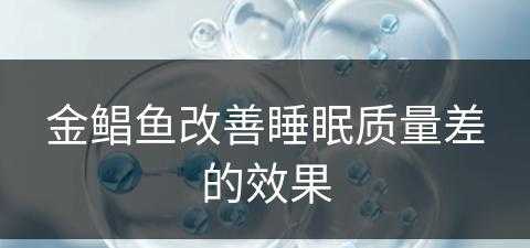 金鲳鱼改善睡眠质量差的效果